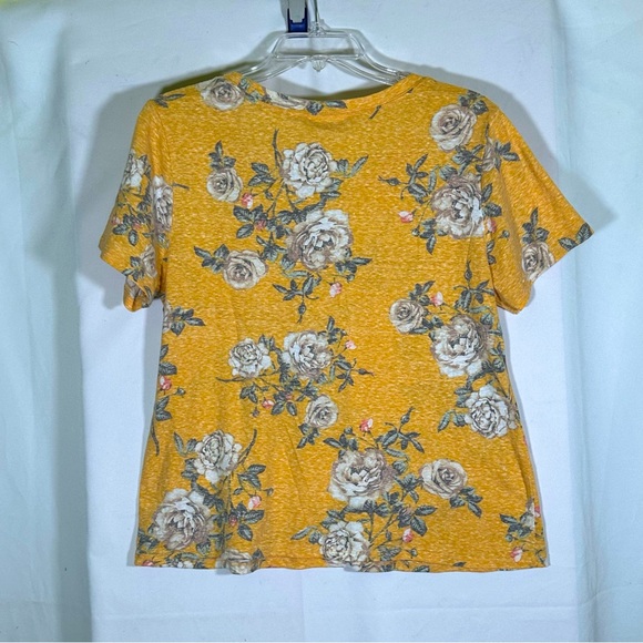 Bobbie Brooks Yellow‎ with White Roses Floral Short Sleeve T-shirt Women’s L - Picture 3 of 5